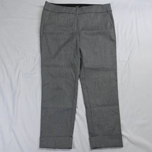 LOFT 12 Gray Woven Marisa Slim Cuffed Ankle Stretch Dress Pants